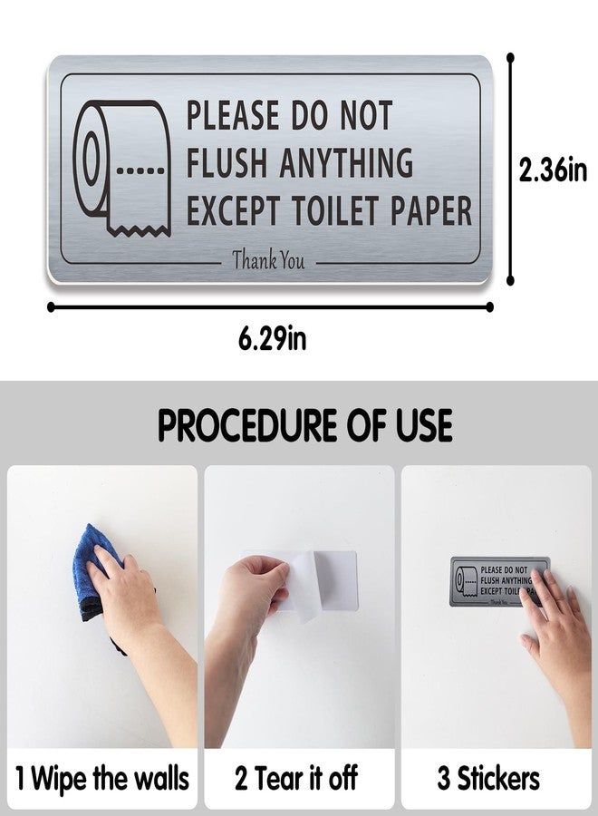 Fun-Plus 2 PACK Do Not Flush Anything Except Toilet Paper Bathroom Sign for Business Wall Set, Airbnb Essentials for Hosts, Guest Restroom Must Haves, Self-Adhesive Door Labels - Image 3